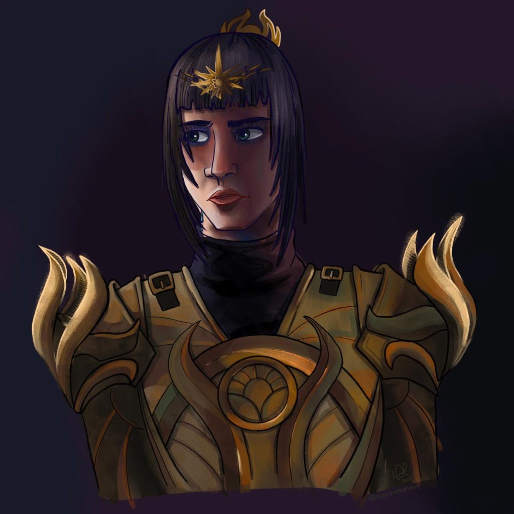 This image is the same drawing of Shadowheart, but with colour applied. This one is more carefully rendered than the others, and overall feels more finished. 
